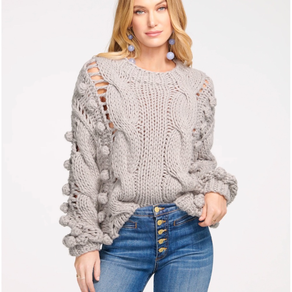 Ramy Brook Grey Pom Pom sweater, size small